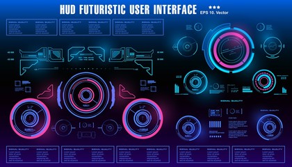 Wall Mural - Sci-fi futuristic hud dashboard display virtual reality technology screen, target