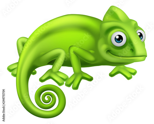 A chameleon green lizard cartoon character illustration Poster Mural XXL