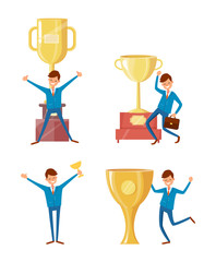 Wall Mural - awards in business achieving results vector people