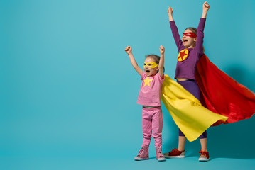 Wall Mural - children playing superhero