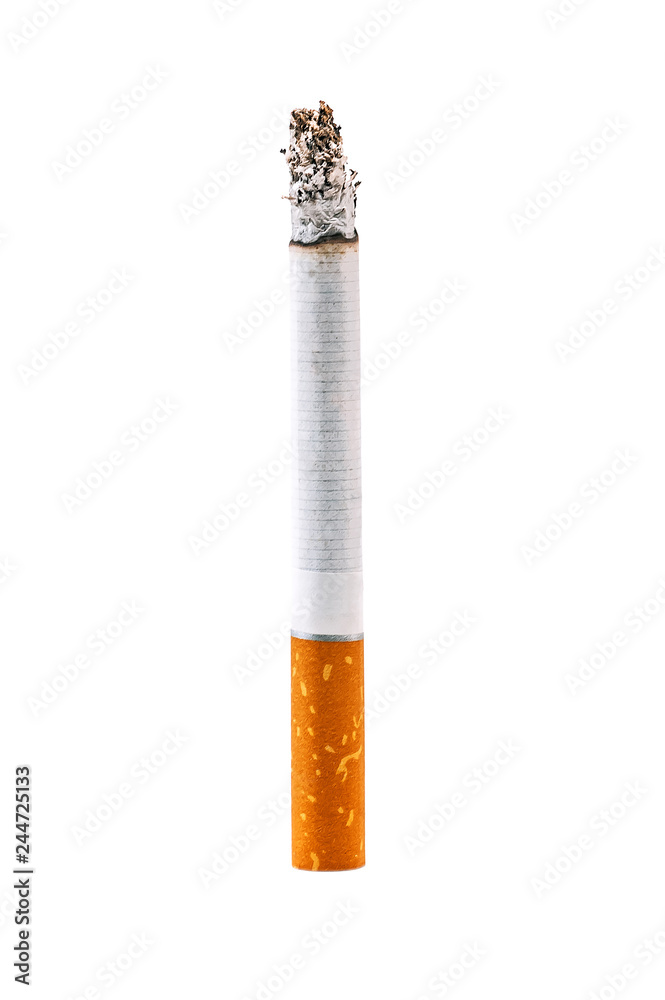 burnt cigarette on white Stock Photo