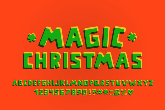 Bright Alphabet cartoon design. Vector letters, numbers and punctuation marks