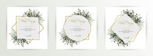 Frame On Flower Background. Wedding Invitation, Modern Card Design. Geometric Golden Frame Print. Eps 10.