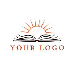 Logo. Open book and rising sun from it. Symbolizes develkpment and growing through the education.