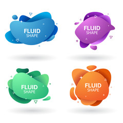 Poster - set of fluid abstract banner. geometric shape gradient composition.