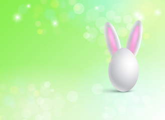 Vector illustration of an Easter egg with bunny ears. Festive conceptual illustration in minimal style with place for text