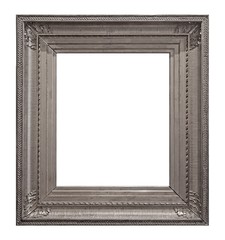 Silver frame for paintings, mirrors or photo isolated on white background