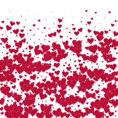 Red heart love confettis. Valentine's day gradient