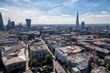 London skyline for high above the city in the capital of the uk 