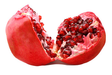 Red pomegranate on white isolated background with clipping path. high in vitamin