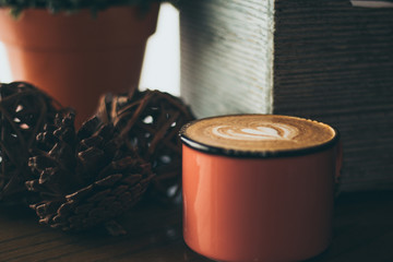 Pine cone and latte.