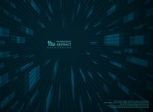 Abstract futuristic technology perspective blue background geometric.