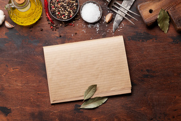 Poster - Set of various spices and herbs and cookbook