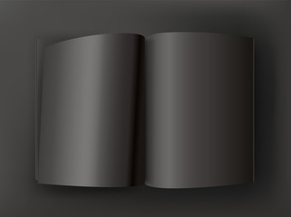 Aufkleber - Black open book on dark table. Vector mockup
