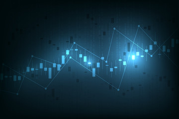 Poster - Stock market graph or forex trading chart for business and financial concepts, reports and investment on dark background . Vector illustration