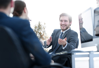 Canvas Print - business team in the workplace in the office.