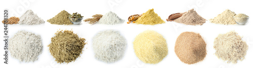 Fotografía Heap of wheat flour on white background