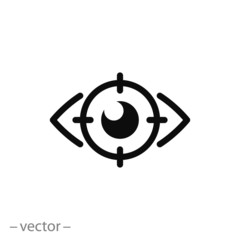 vision icon, target eye linear sign on white background - vector illustration eps10