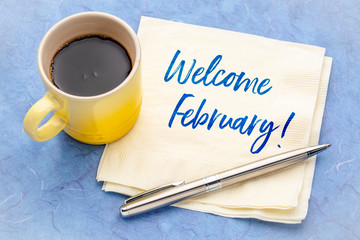 Wall Mural - Welcome  February on napkin