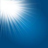 Fototapeta Niebo - low light effect. Starburst with sparkles on blue background. Vector illustration. Sun
