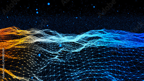 Fotomural Abstract background with dynamic blue wave