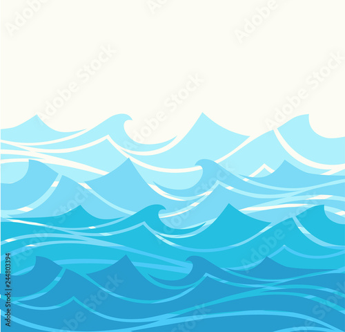 Blue Water Sea Waves Abstract Vector Background Water Wave Curve