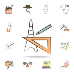 Poster - architect tools icon. Detailed set of tools of various profession icons. Premium graphic design. One of the collection icons for websites, web design, mobile app