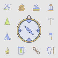 Poster - compass icon. Detailed set of color camping tool icons. Premium graphic design. One of the collection icons for websites, web design, mobile app