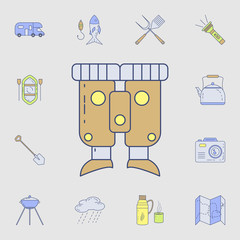 Poster - binoculars icon. Detailed set of color camping tool icons. Premium graphic design. One of the collection icons for websites, web design, mobile app