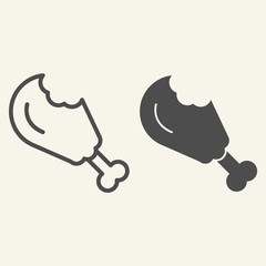 Poster - Bitten turkey leg line and glyph icon. Bird vector illustration isolated on white. Roast leg outline style design, designed for web and app. Eps 10.