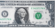 President George Washington On US 1 Dollar Bill Close Up, Unites States Federal Fed Reserve Note.
