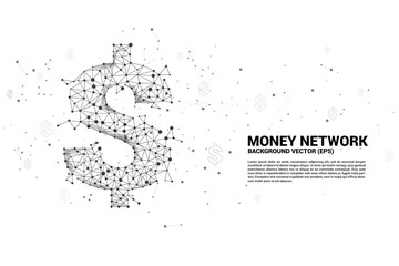 Poster - Vector money dollar icon from Polygon dot connect line. Concept for financial network connection.