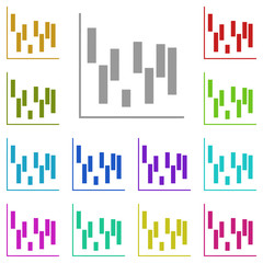 Poster - waterfall chart icon in multi color. Simple glyph, flat vector of Charts and diagrams icons for UI and UX, website or mobile application