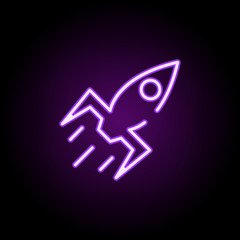 Poster - rocket icon. Elements of startups in neon style icons. Simple icon for websites, web design, mobile app, info graphics