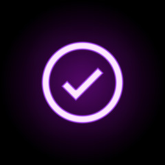 Poster - check icon. Elements of web in neon style icons. Simple icon for websites, web design, mobile app, info graphics