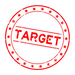 Sticker - Grunge red target word round rubber seal stamp on white background