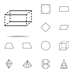 Poster - 3d rectangle with dashed edges icon. Geometric figures icons universal set for web and mobile