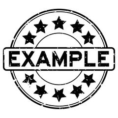 Wall Mural - grunge black example word with star icon round rubber seal stamp on white background
