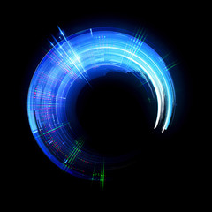 Vivid abstract background. Beautiful design of rotation frame.  .Mystical portal. Bright sphere lens. Rotating lines. Glow ring. .Magic neon ball. Led blurred swirl. Spiral glint lines.