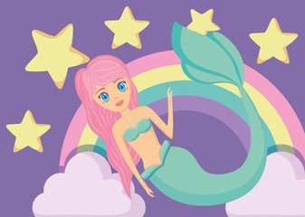 Sticker - Cute mermaid icon 