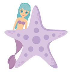 Sticker - Cute mermaid icon 