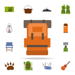 Poster - camping backpack colored illustration icon. Camping icons universal set for web and mobile