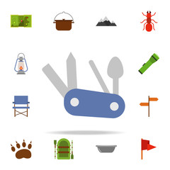Poster - multifunctional knife colored illustration icon. Camping icons universal set for web and mobile