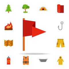 Aufkleber - flag colored illustration icon. Camping icons universal set for web and mobile