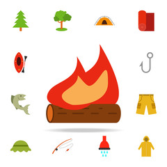 Poster - bonfire colored illustration icon. Camping icons universal set for web and mobile