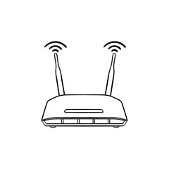 Aufkleber - Wifi router hand drawn outline doodle icon. Internet technology, wireless and wifi, internet device concept. Vector sketch illustration for print, web, mobile and infographics on white background.
