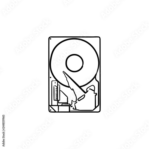 Black Line Icon For Hardware Storage And Motherboard Stock Vector