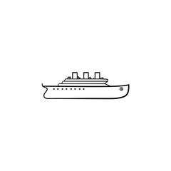 Sticker - Ship hand drawn outline doodle icon. Cargo container, shipping and delivery, transportation concept. Vector sketch illustration for print, web, mobile and infographics on white background.