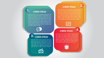 Wall Mural - business infographics 4 steps options design template.data and information visualization.dynamic col