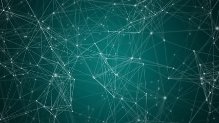 Poster - digital computer data and network connection triangle lines and spheres in futuristic technology con
